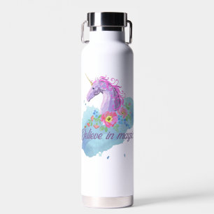 Cute roze waterverf unicorn waterfles