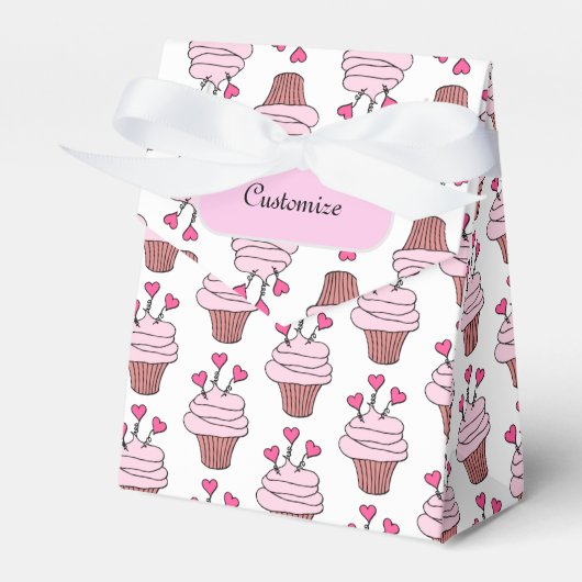 Cute roze & White Cupcakes Tent Bedankdoosjes (Voorkant Zijde)