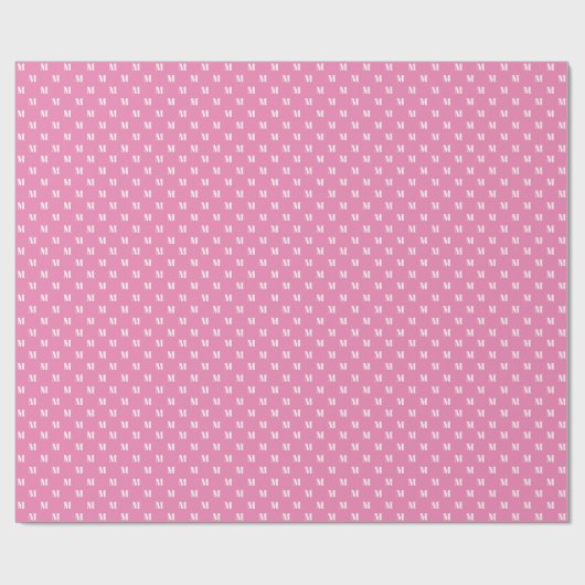 Cute roze white custom monogram initiaal letter cadeaupapier (Vlak)