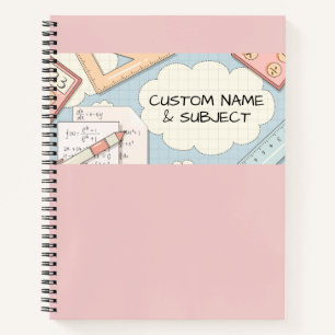 Cute roze Wiskunde Tools Graphic Spiral Notitieboe Notitieboek