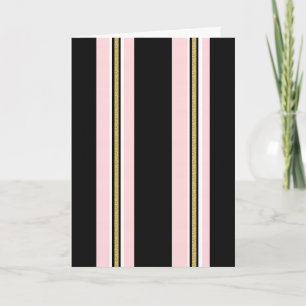 Cute Roze & Witte Goud Zwarte Streep Wenskaart Feestdagen Kaart