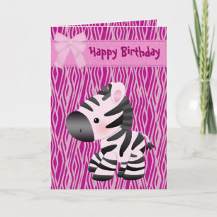 Cute roze Zebra & Cupcake (binnenste) verjaardagsk Kaart