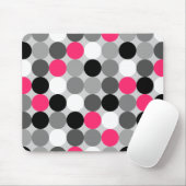 Cute roze zwart-wit gestippeld vectorpatroon muismat (Met muis)