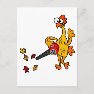 Cute Rubber Chicken met behulp van Leaf Blower Briefkaart