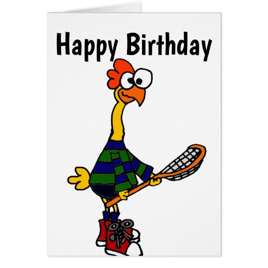 Cute Rubber Chicken Spelling Lacrosse Cartoon (Voorkant)