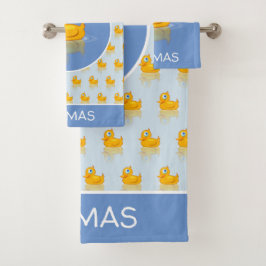 Cute Rubber Duck met Jouw naam Bad Handdoek