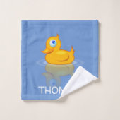 Cute Rubber Duck met Jouw naam Bad Handdoek (Wasdoekje)
