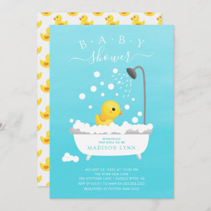 Cute Rubber Duck Shower Baby Uitnodiging