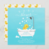 Cute Rubber Duck Shower Baby Uitnodiging (Voorkant / Achterkant)