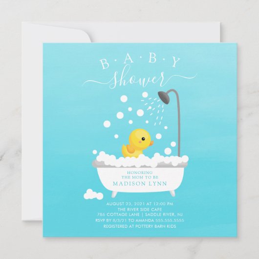 Cute Rubber Duck Shower Baby Uitnodiging (Voorkant)