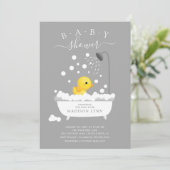 Cute Rubber Duck Shower Baby Uitnodiging (Staand voorkant)