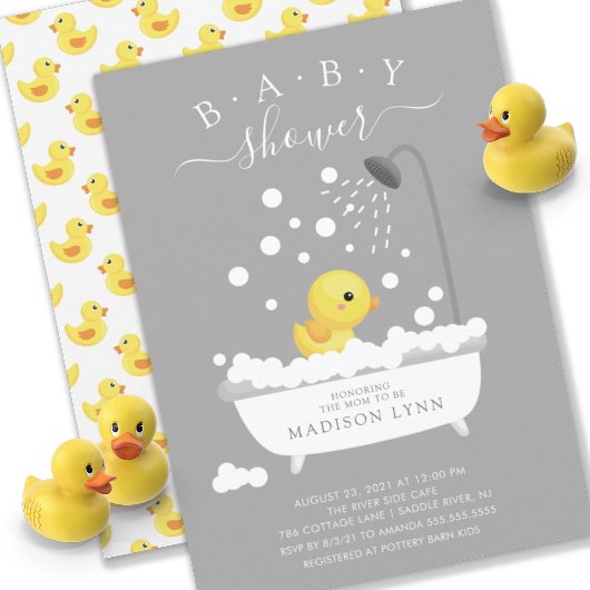 Cute Rubber Duck Shower Baby Uitnodiging