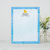 Cute Rubber Ducky/Blue Bubbles Briefhoofd Sjabloon (Staand voorkant)