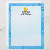 Cute Rubber Ducky/Blue Bubbles Briefhoofd Sjabloon (Voorkant / Achterkant)