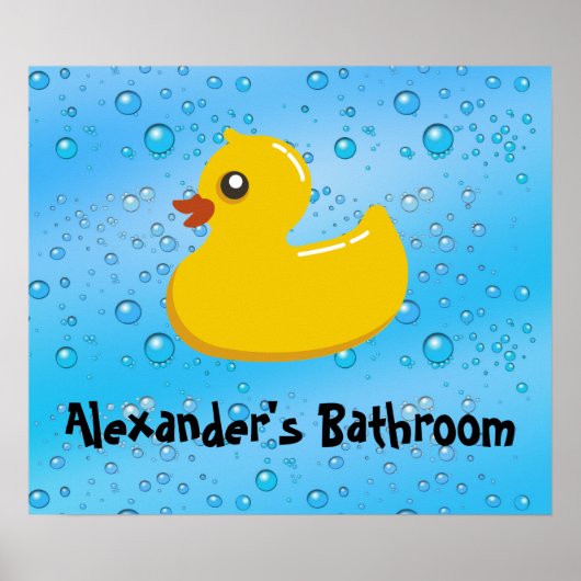 Cute Rubber Ducky/Blue Bubbles Poster (Voorkant)