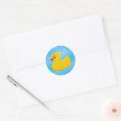 Cute Rubber Ducky/Blue Bubbles Ronde Sticker (Envelop)