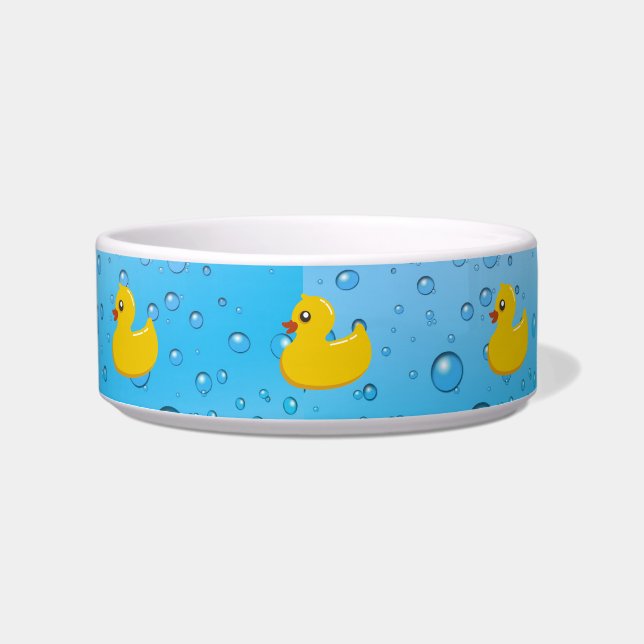 Cute Rubber Ducky/Blue Bubbles Voerbakje (Voorkant)