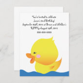 Cute Rubber Ducky Boy Birthday Uitnodiging (Voorkant / Achterkant)