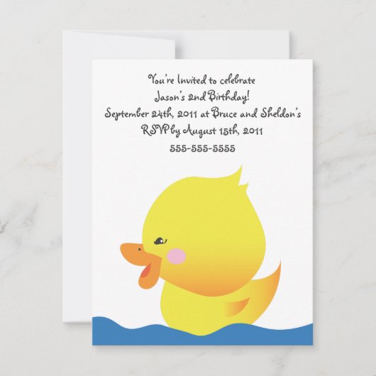 Cute Rubber Ducky Boy Invitation Anniversaire (Devant)