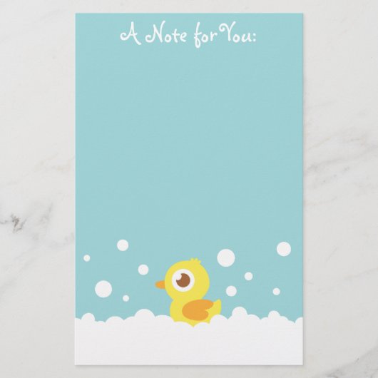 Cute Rubber Ducky in Bubble Bath Briefpapier (Voorkant)