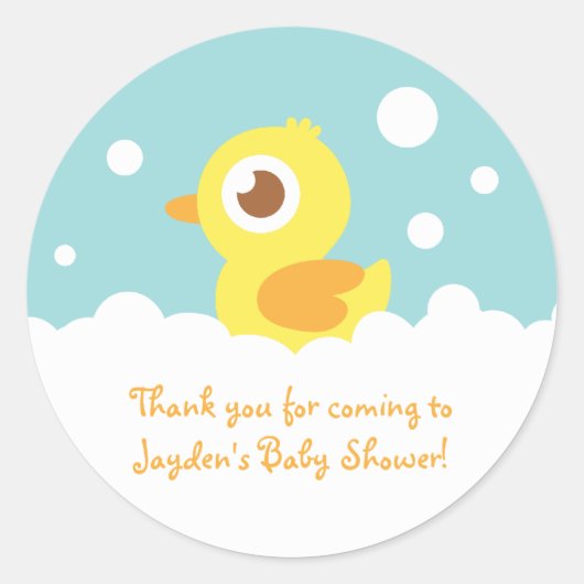 Cute Rubber Ducky in Bubble Bath Ronde Sticker (Voorkant)
