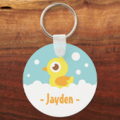 Cute Rubber Ducky in Bubble Bath Sleutelhanger (Voorkant)