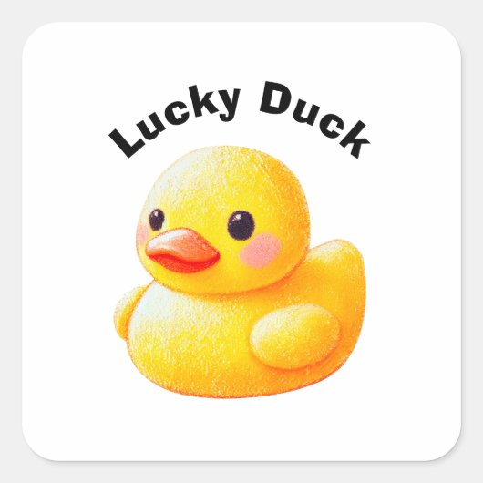 Cute Rubber Ducky with Customizable Text Vierkante Sticker (Voorkant)