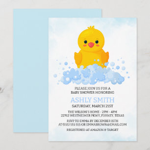 Cute Rubber Eend Wit Blauw Minimalistische Baby Sh Kaart