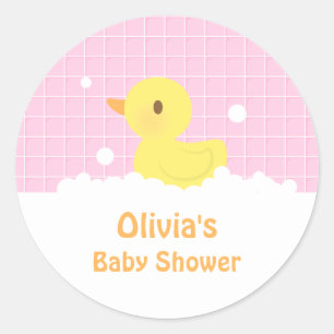 Cute Rubber Eendje Baby Shower Feest Decoratie Ronde Sticker