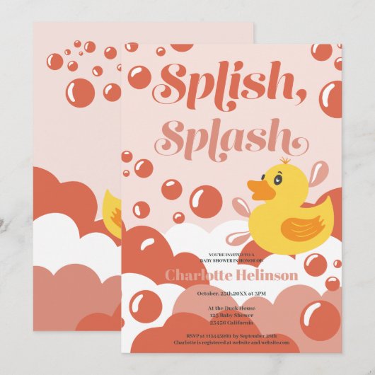 Cute rubbereend spetbol baby shower kaart (Voorkant / Achterkant)