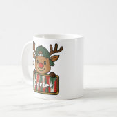 Cute Rudolph Green Cap Reindeer Mug for Boys (Devant gauche)
