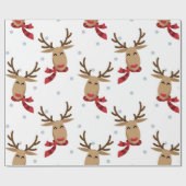 Cute Rudolph Kerstpattern Cadeaupapier (Vlak)