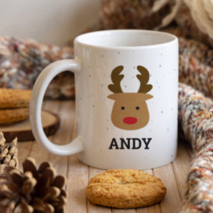 Cute Rudolph Nom personnalisé Mug
