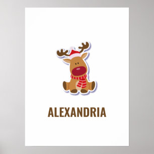 Cute Rudolph reinherder met kerstmis Poster