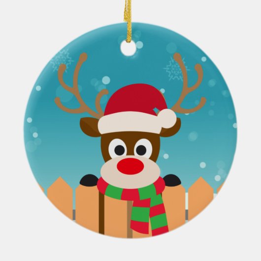 Cute Rudolph the Red Nose Reindeer | Versiering Keramisch Ornament (Achterkant)