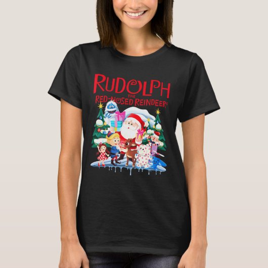 Cute Rudolph The Red Nosed Reindeer Christmas Spec T-shirt (Voorkant)