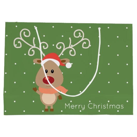 Cute Rudolph the red nosed reinders cartoon Groot Cadeauzakje (Achterkant)