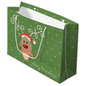 Cute Rudolph the red nosed reinders cartoon Groot Cadeauzakje (Voorkant Gekanteld)