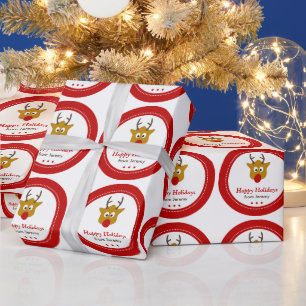 Cute Rudolph the Reindeer Red met de naam Kerstmis Cadeaupapier