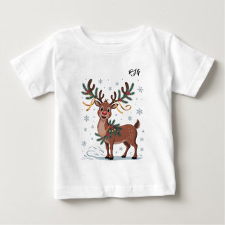 Cute Rudolph with Gold Accents Initials