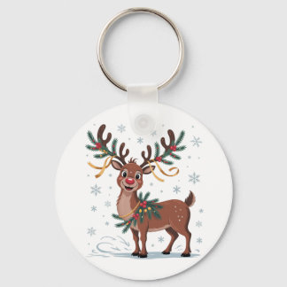 Cute Rudolph with Gold Accents Sleutelhanger