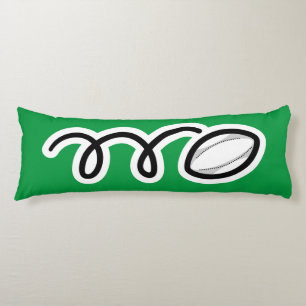 Cute rugby ball cartoon, aangepaste naam kind slaa lichaamskussen