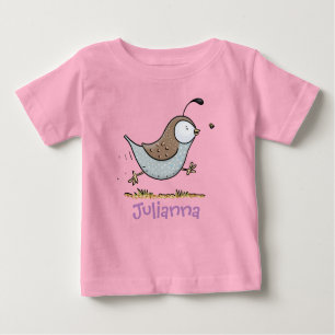 Cute run californian quail cartoon