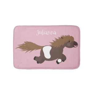 Cute run Shetland pony illustration Badmat