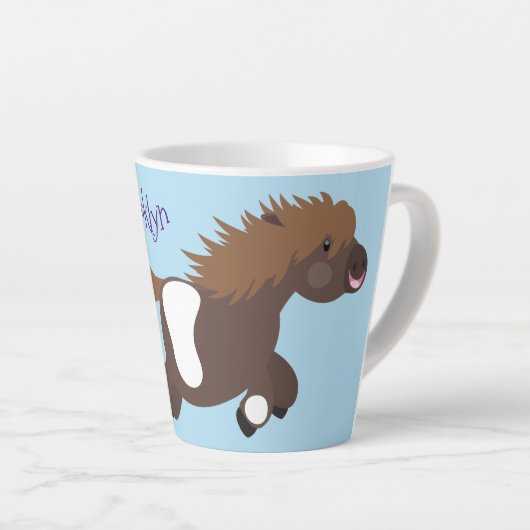 Cute run Shetland pony illustration Latte Mok (Rechterhoek)