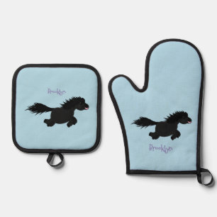 Cute run Shetland pony illustration Ovenwant & Pannenlap Set