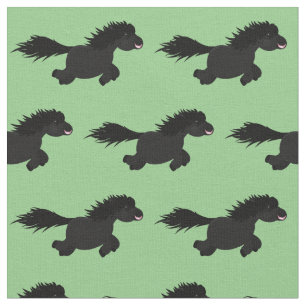 Cute run Shetland pony illustration Stof