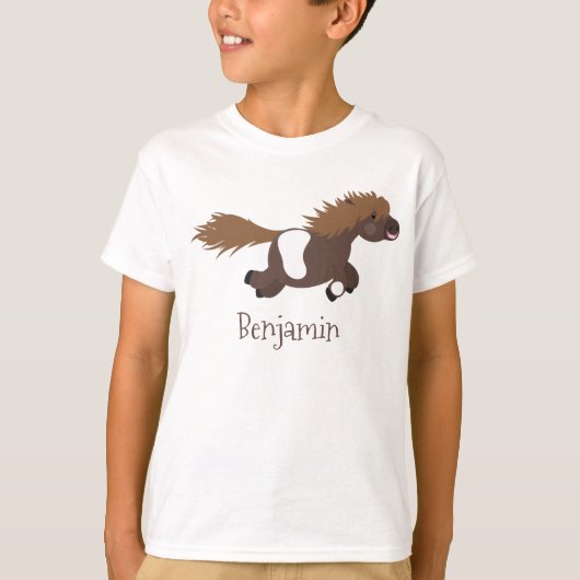 Cute run Shetland pony illustration T-shirt (Voorkant)