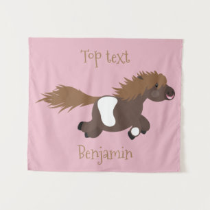 Cute run Shetland pony illustration Wandkleed