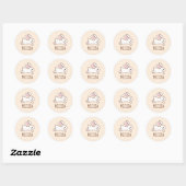 Cute Running Bunny Rabbit Custom Name Beige Ronde Sticker (Vel)